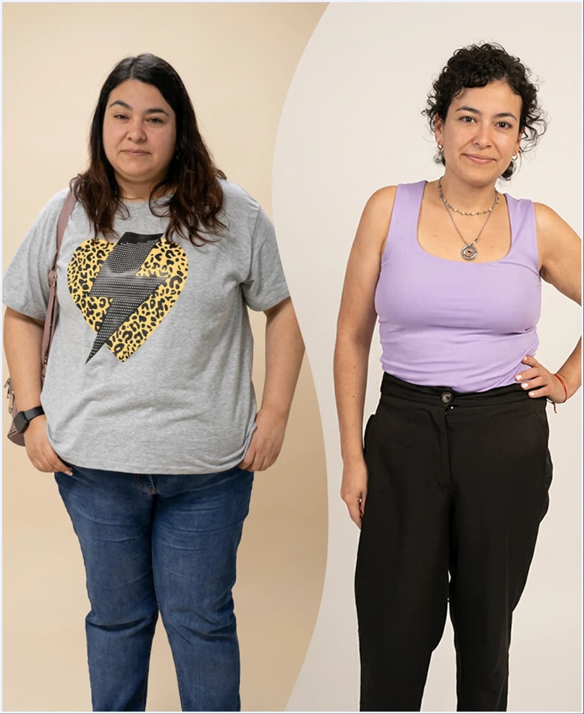 Juli antes y después del tratamiento, en una imagen partida